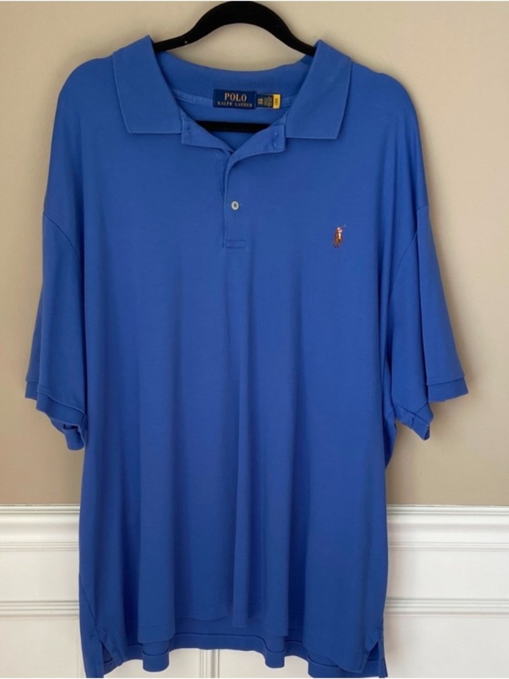 Ralph Lauren Men's 100% Cotton Blue Short-Sleeve Polo Size 3XB Preppy, Resort